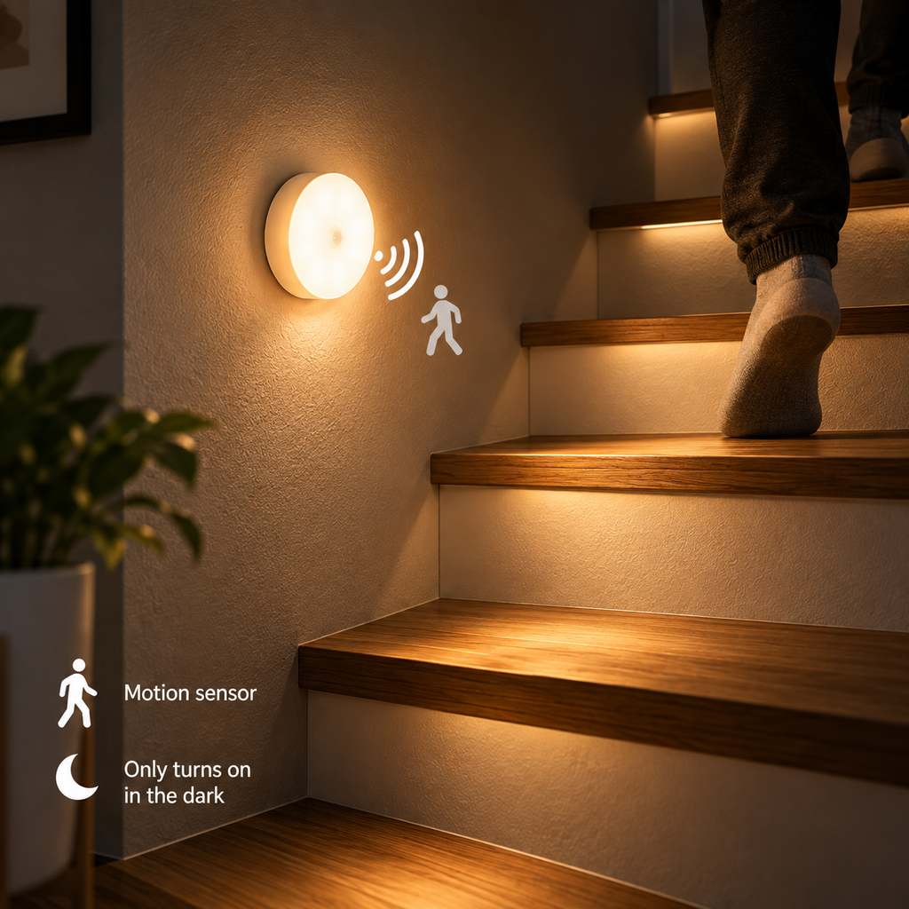 Motion Sensor LED Night Light – Rechargeable Wireless Stick-On Lamp