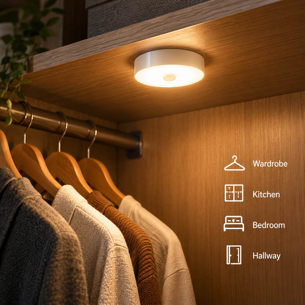 Motion Sensor LED Night Light – Rechargeable Wireless Stick-On Lamp