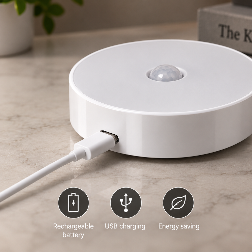 Motion Sensor LED Night Light – Rechargeable Wireless Stick-On Lamp