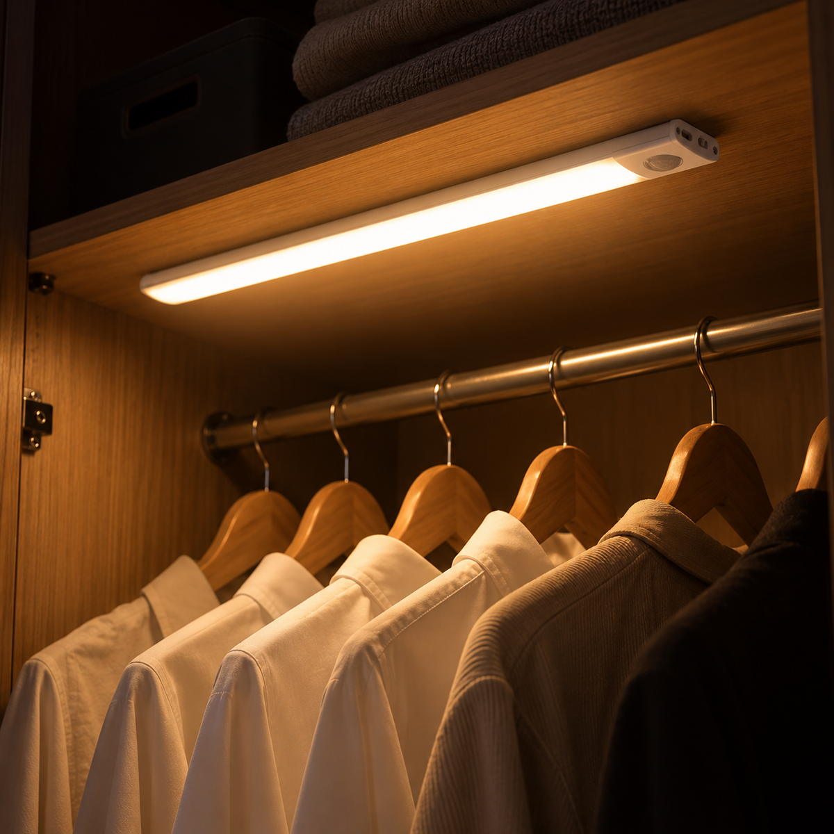 Motion Sensor LED Bar Light – USB Rechargeable Under Cabinet & Wardrobe Lamp
