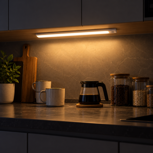 Motion Sensor LED Bar Light – USB Rechargeable Under Cabinet & Wardrobe Lamp