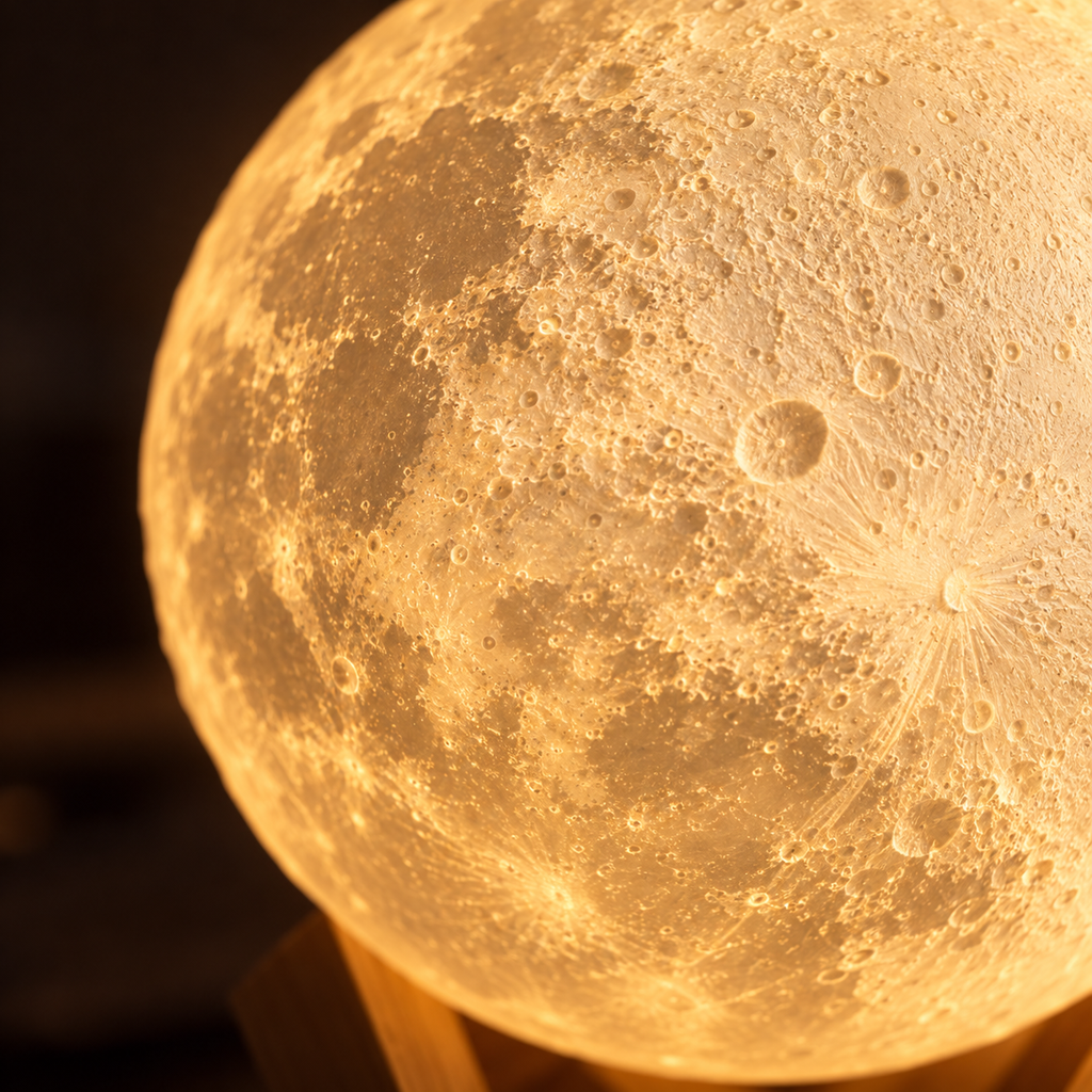 3D Moon Lamp – Lunar Night Light & Book Light with Stand